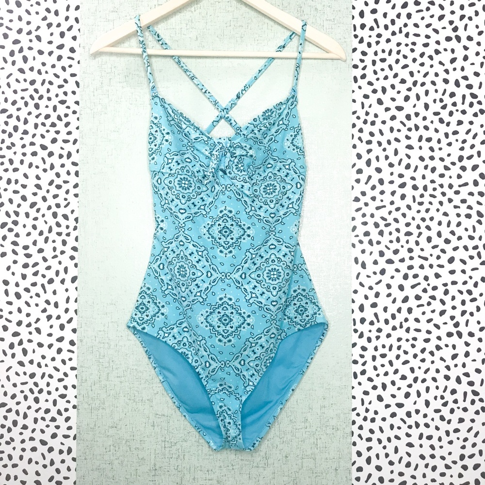 Blue Bandana Printed One Piece Swimsuit